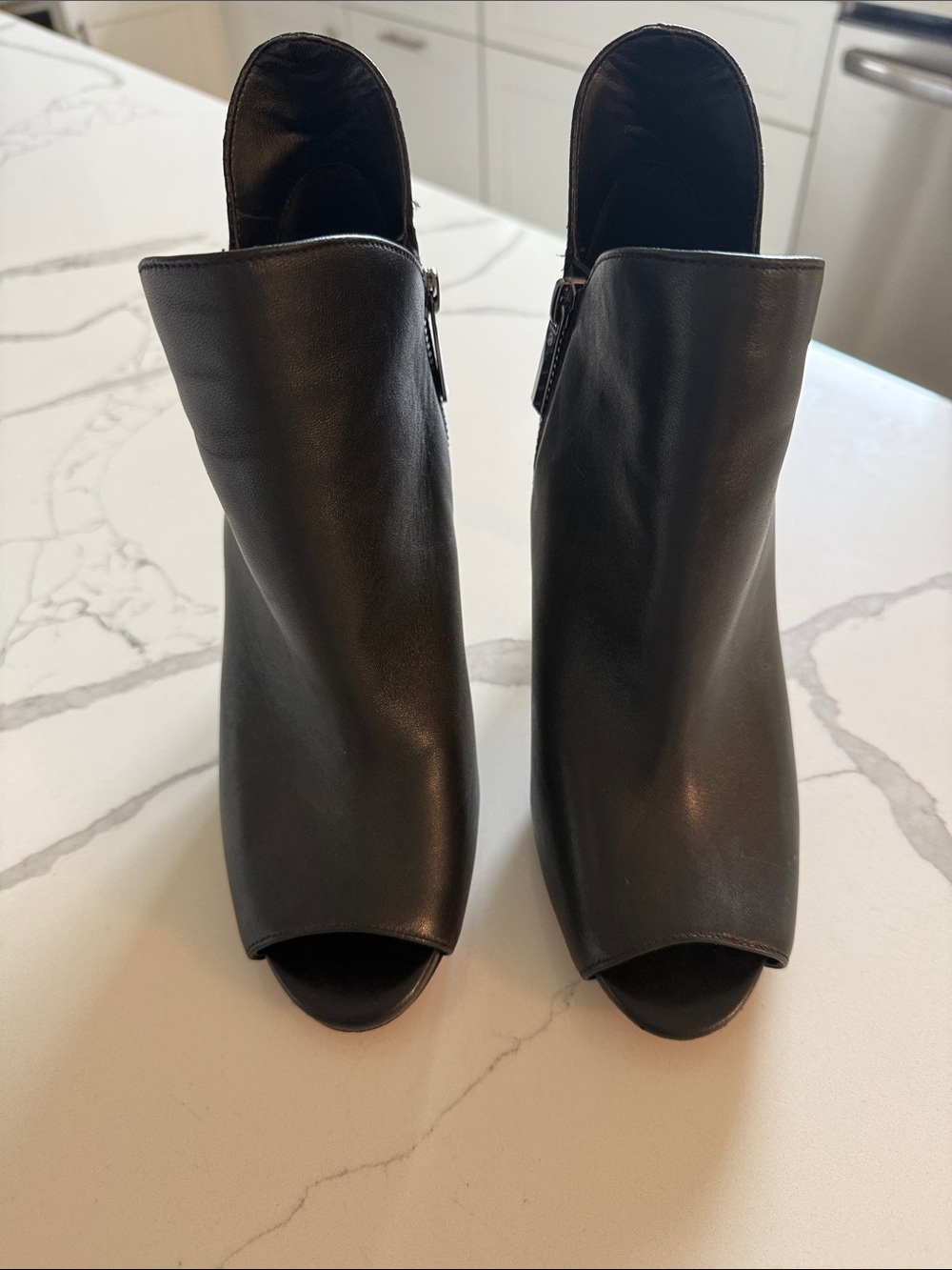 MICHAEL Michael Kors Black Leather Peep-Toe Mules